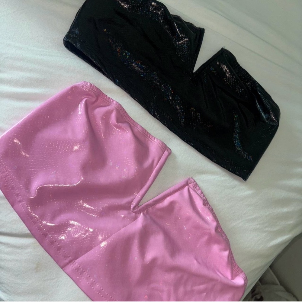 Black and Pink Women's Tube Top Set